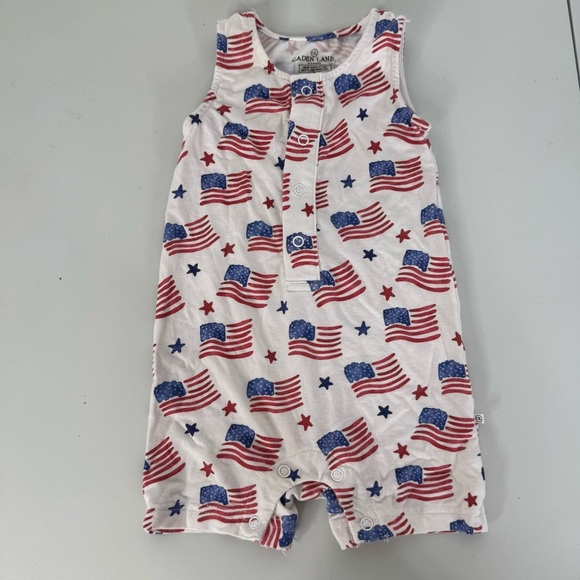 Caden Lane American Flag Bamboo Shortie Size 0-3m - Picture 1 of 3